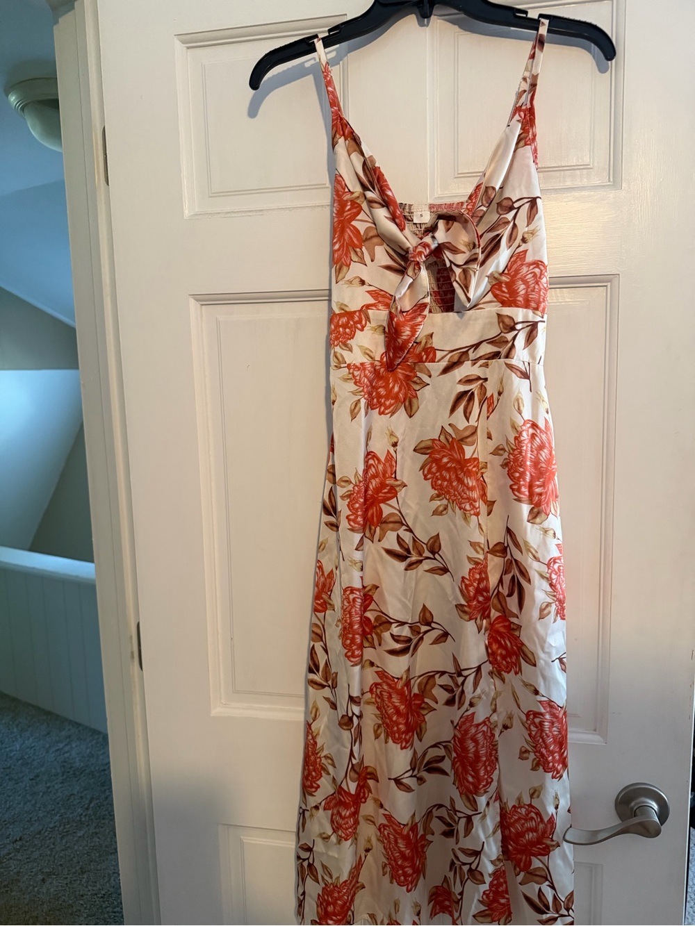 SHEIN Cream Maxi Dress with Orange Floral Print